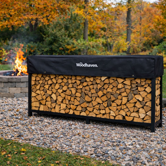 96" Heavy-Duty Woodhaven Firewood Rack with Cover