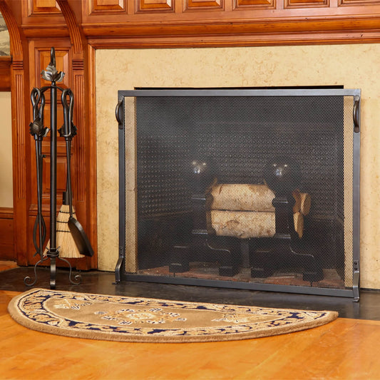 Colonial Flat Fireplace Screen-Graphite