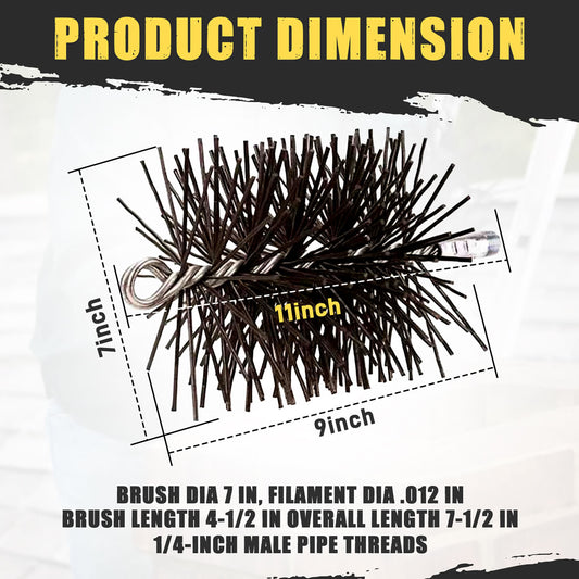 7" Round Medium-Duty (Poly) Chimney Brush - 3/8" Male Thread - 34607