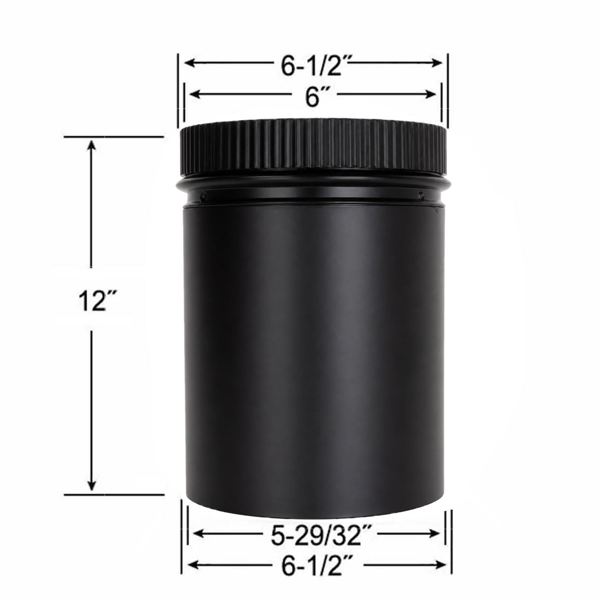 6" x 12" DSP Double Wall Black Stovepipe - DSP-6P12