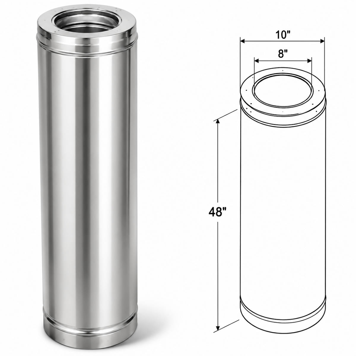 8" X 48" SuperPro Class-A Chimney Pipe - SPR8L48