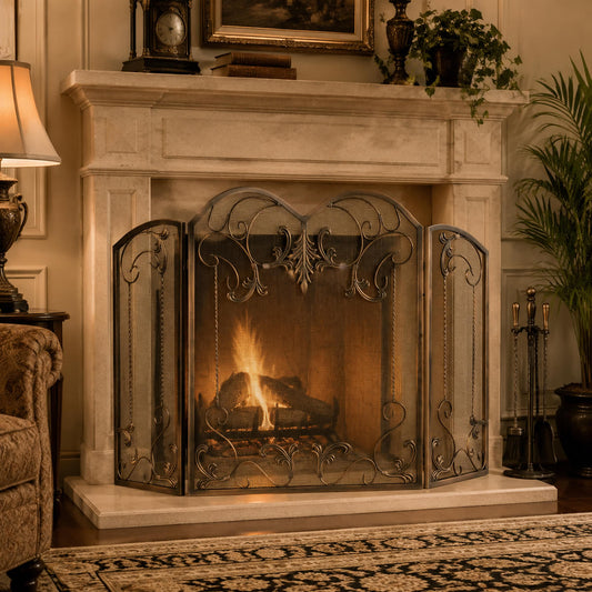 3 Fold Fireplace Screen- Venetian Bronze
