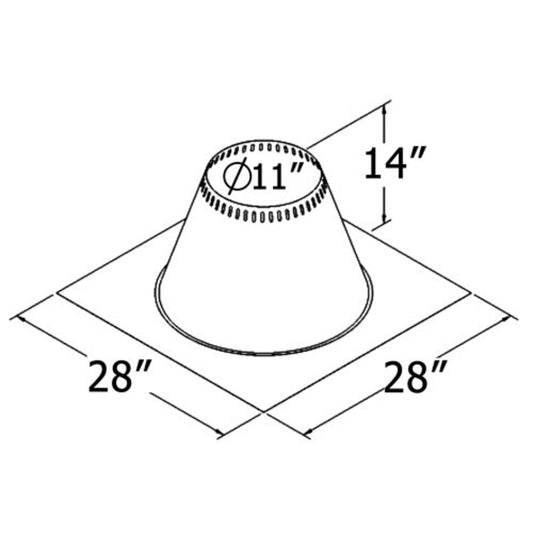 Shasta Vent 8 Inch Ventilated Roof Flashing - Flat - 8A-VRF0