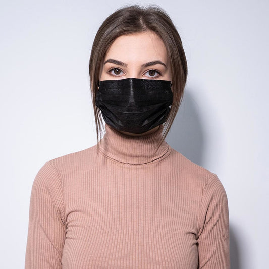 Altor Safety Surgical Mask 62222B, 4-Ply ASTM Level 2, USA Made, Black