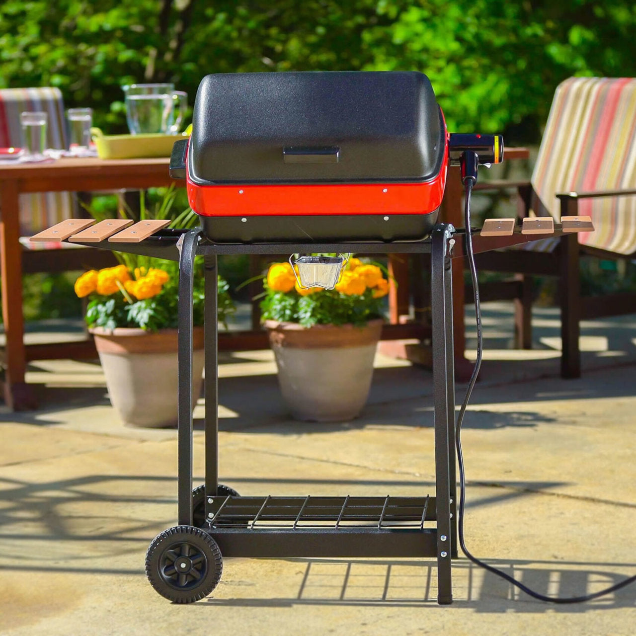 Americana 3-Zone Cart Electric Grill with Side Tables - 9325U8.181