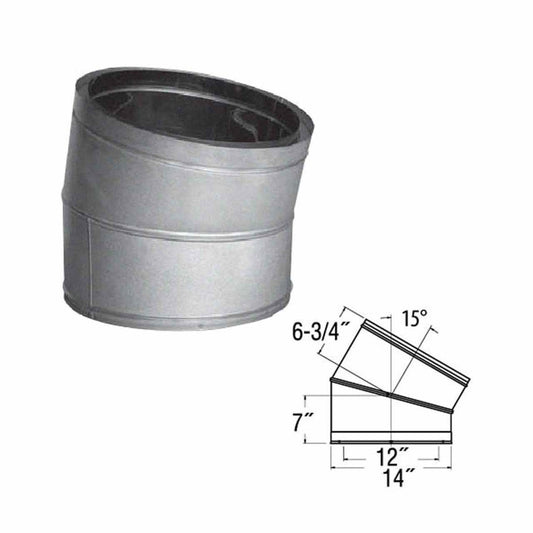 12'' DuraTech 15 Degree Galvanized Elbow - 12DT-E15