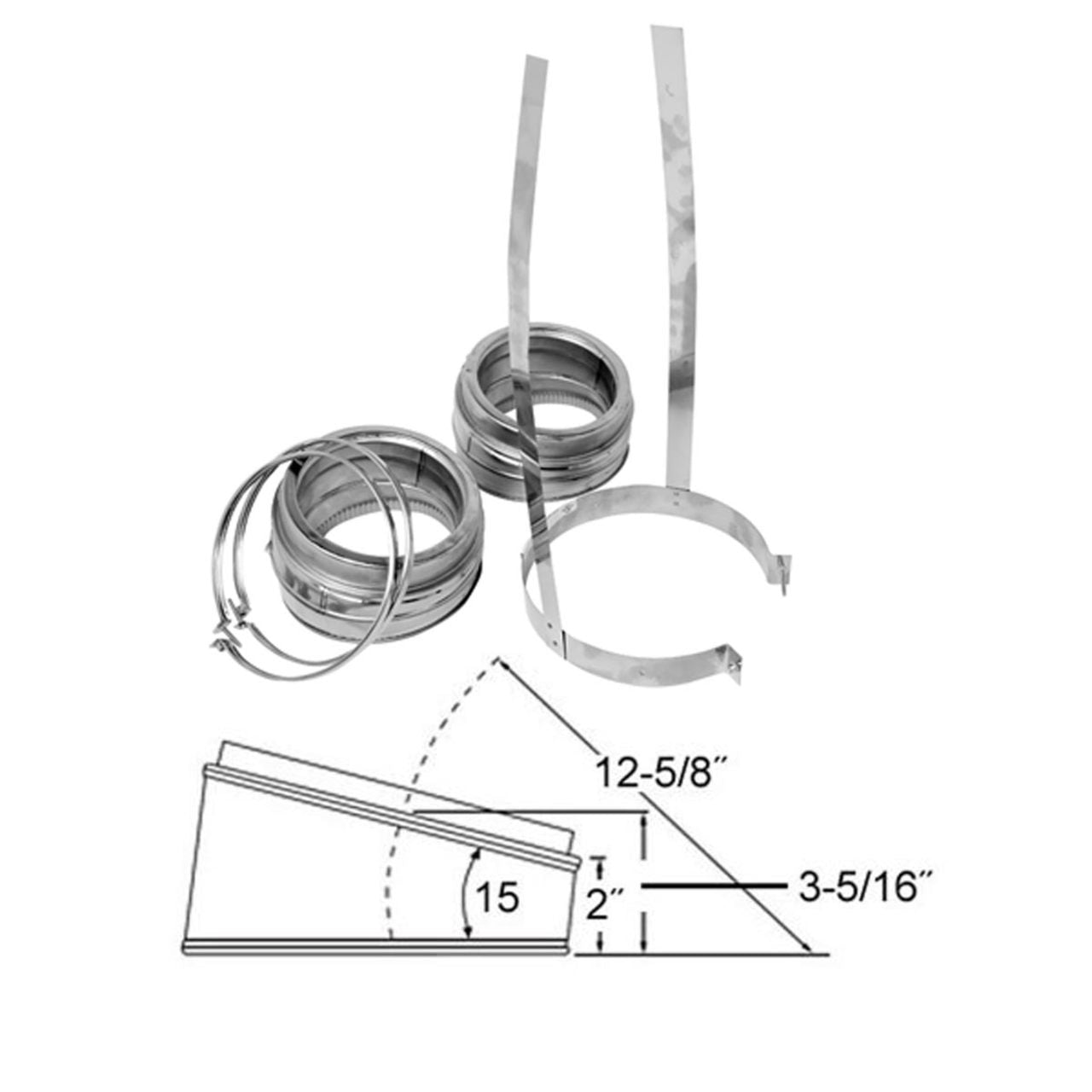 8" Selkirk 15 Degree Stainless Elbow Kit - 208206
