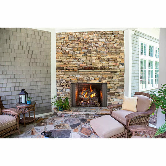 Outdoor Lifestyles Cottagewood 42" Outdoor Wood-Burning Fireplace - Gray Herringbone Refractory - ODCTGWD-42H
