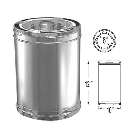 6"x 12" DuraPlus Stainless Steel Chimney Pipe