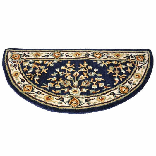 44" Half Round Blue Oriental Fireplace Rug