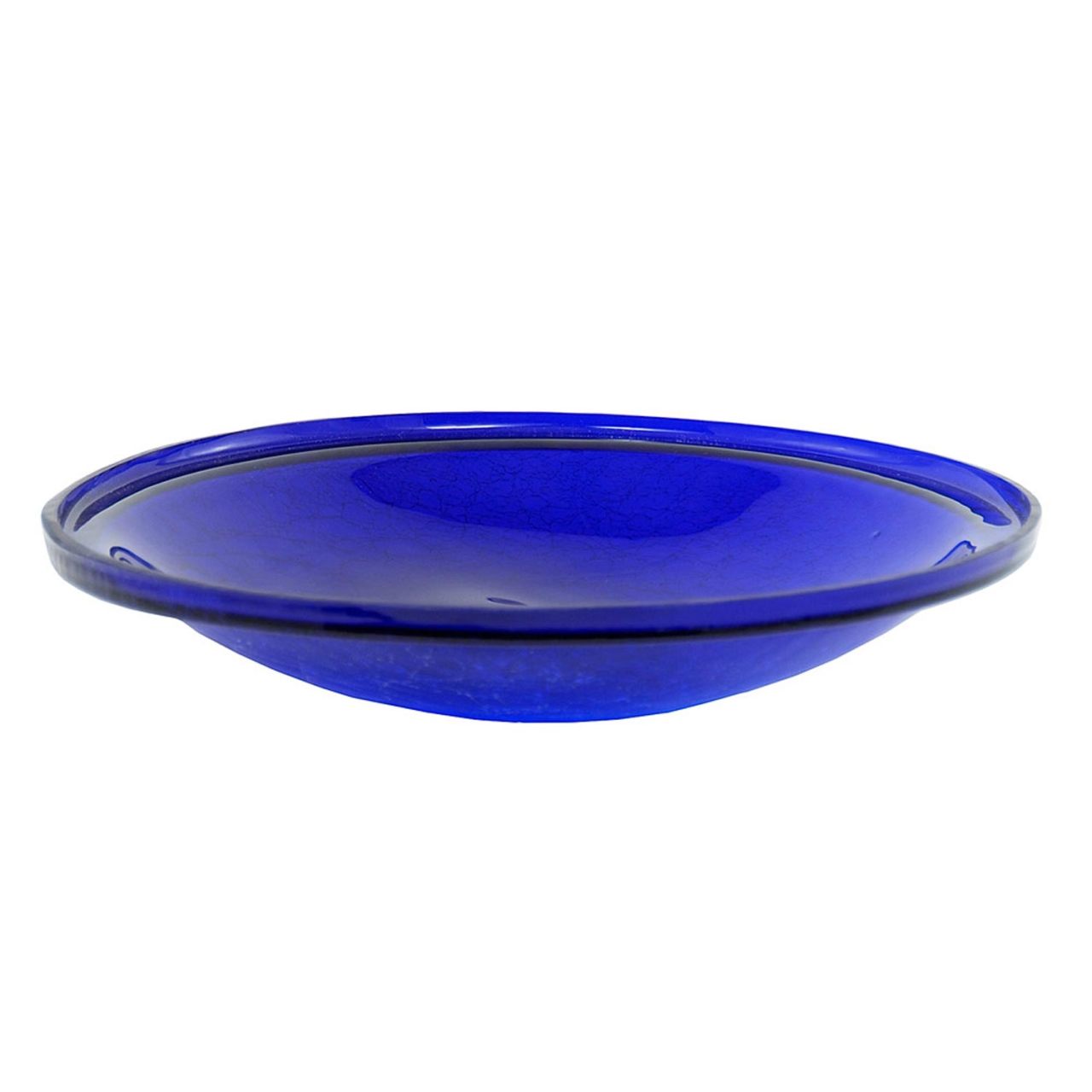 14-in. Cobalt Blue Crackle Glass Bowl Birdbath