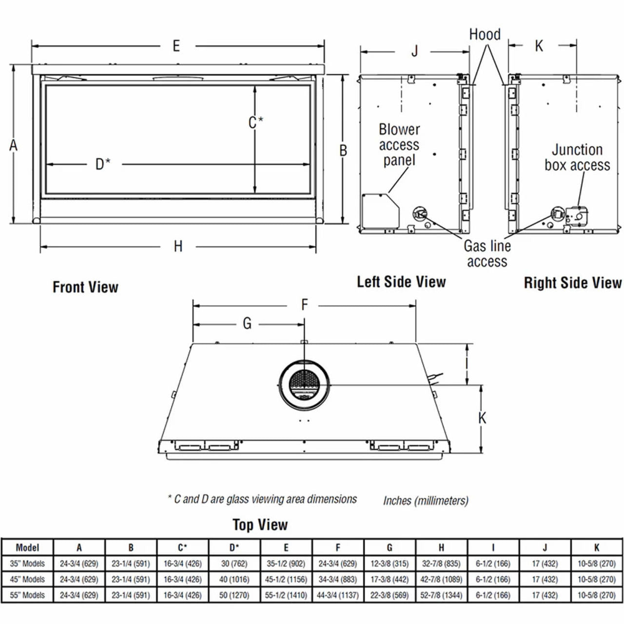 Superior 55" DV Contemporary Linear Fireplace - NG - DRL2055TEN