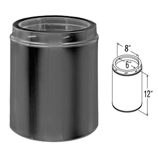 6" x 12" DuraTech Black Chimney Pipe - 6DT-12B