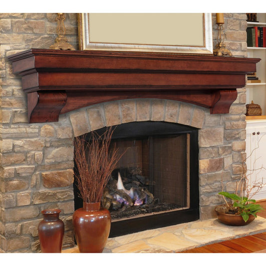 72" Auburn Distressed Cherry Finished Fireplace Shelf by Pearl Mantels