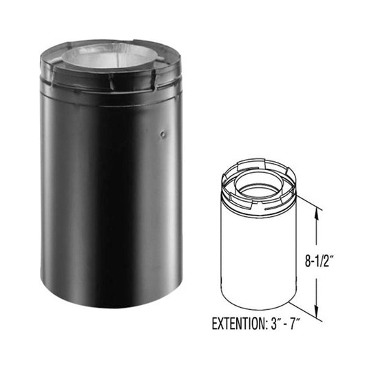 4" x 6 5/8" DirectVent Pro 8 1/2" Black Chimney Pipe Extension - 46DVA-08AB