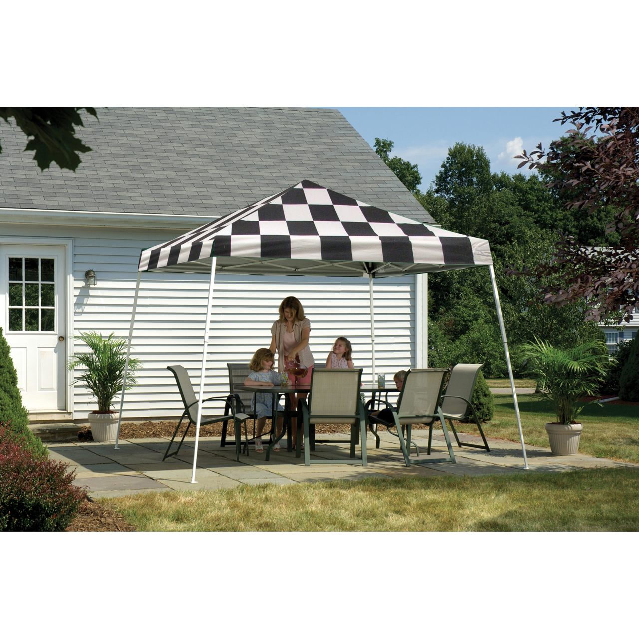 Pop-Up HD 12' x 12' Slant Leg Canopy - Checkered Flag