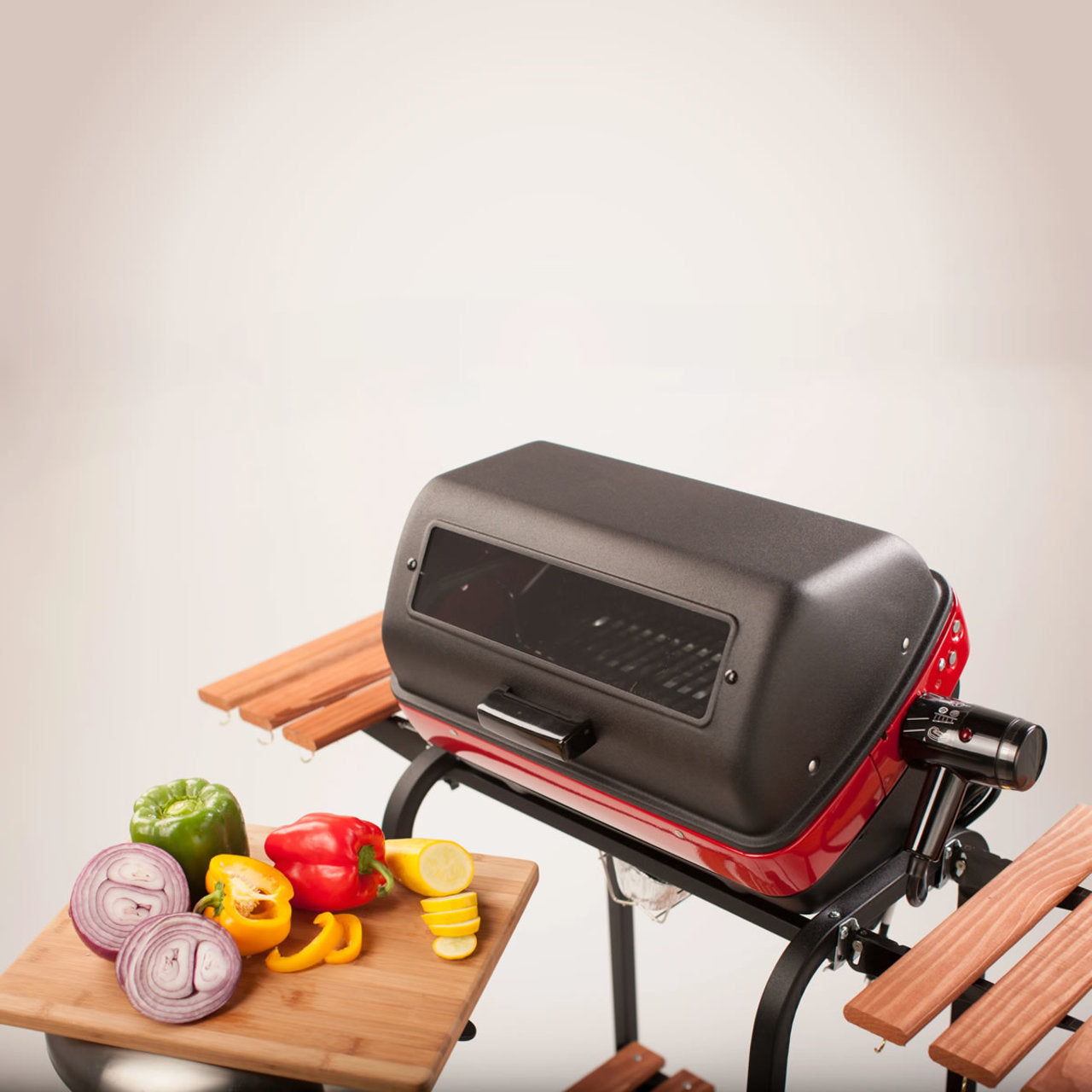 Americana 3-Zone Cart Electric Grill with Side Tables & Rotisserie - 9329U8.181