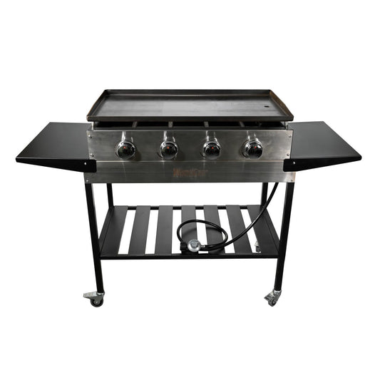 WoodEze 4-Burner Flat Top Griddle Gas Grill - Black and Stainless Steel