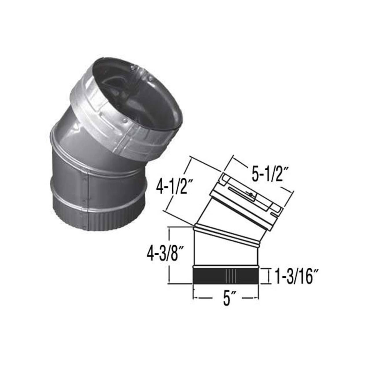 5'' DuraLiner 30 Degree Stainless Steel Elbow - 5DLR-E30