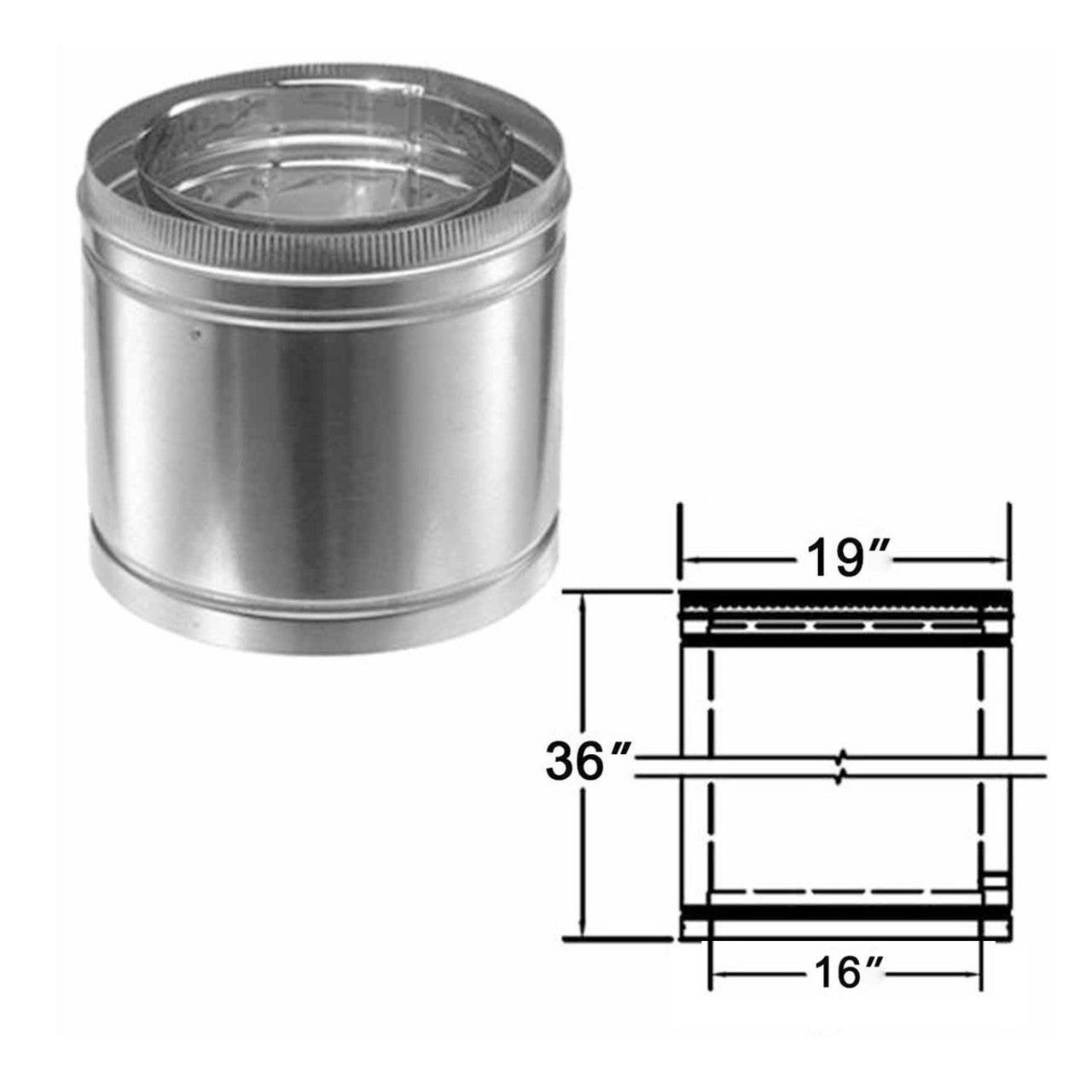 16" x 36" DuraChimney II Chimney Pipe - 16DCA-36