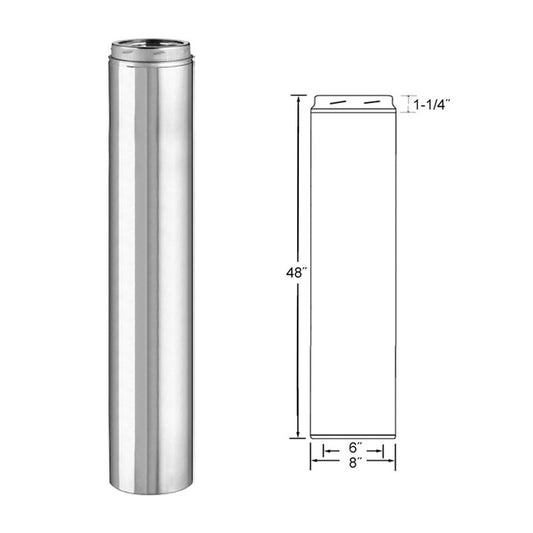 6" x 48" Selkirk Ultra Temp Stainless Chimney Pipe - 206148U