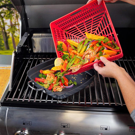 Red Marinade Tray & Strainer