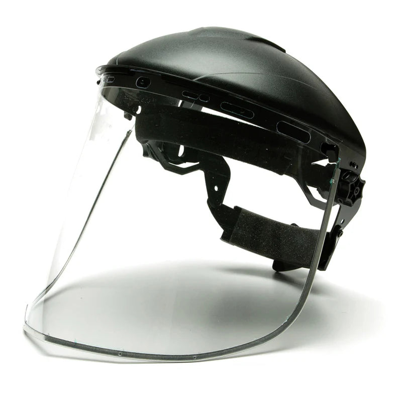 Pyramex Ridgeline Ratchet Headgear with Clear Aluminum Bound Polyethylene Face Shield Combo - S1015 & HGBR