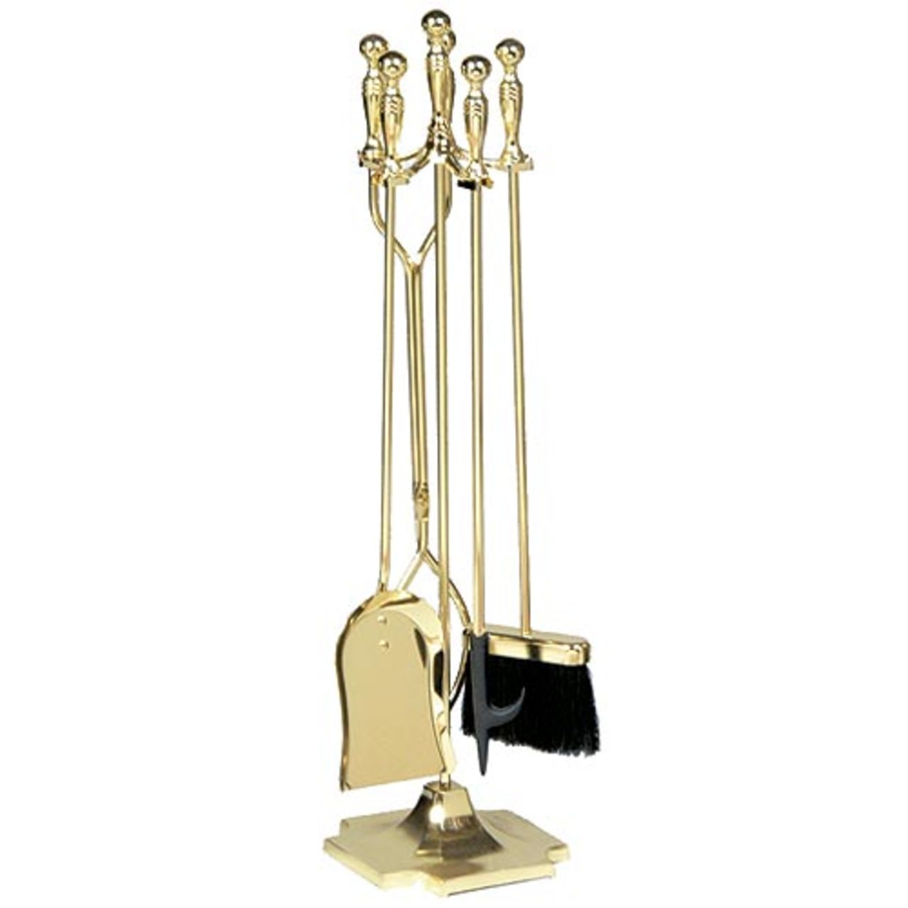 5 Piece Polished Brass Fireplace Tool Set - F-T51030PB