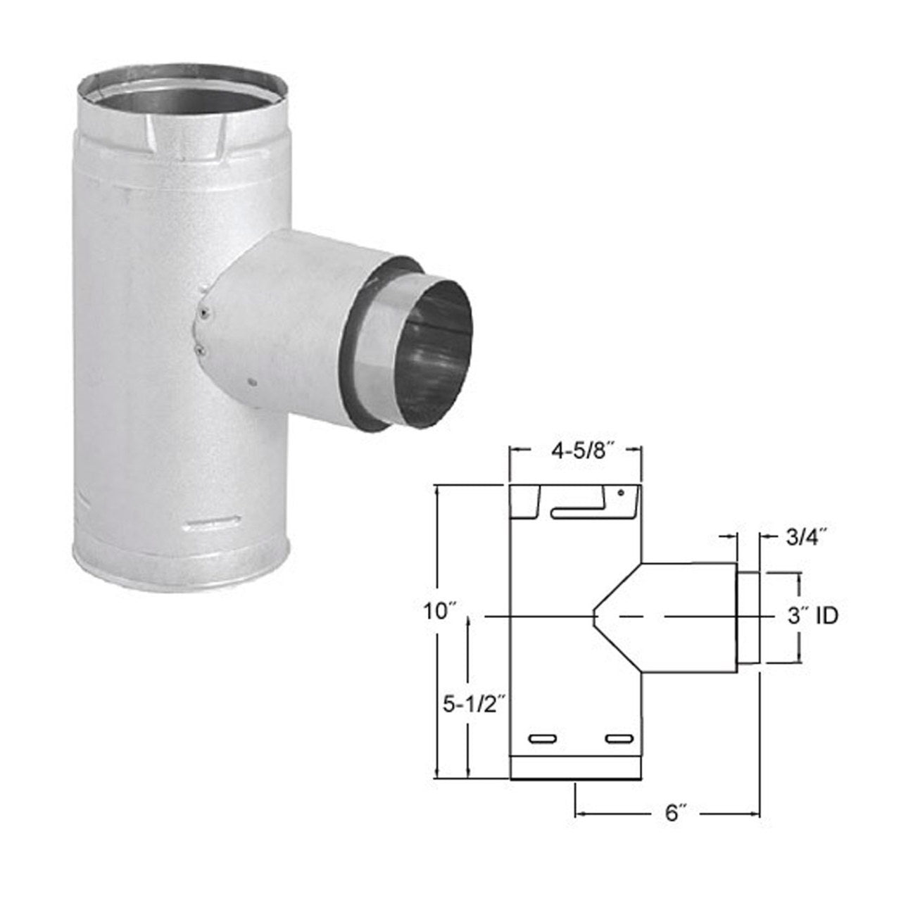 3" PelletVent Pro Increaser Adapter Tee with Clean-Out Tee Cap - 3PVP-TADX41