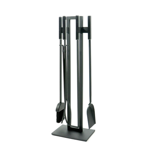 Pilgrim 5 Piece Matte Black Modern Tool Set - Brushed Steel Handles