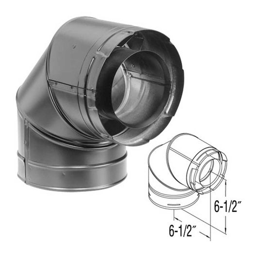 4" x 6 5/8" DirectVent Pro 90 Degree Black Elbow - 46DVA-E90B