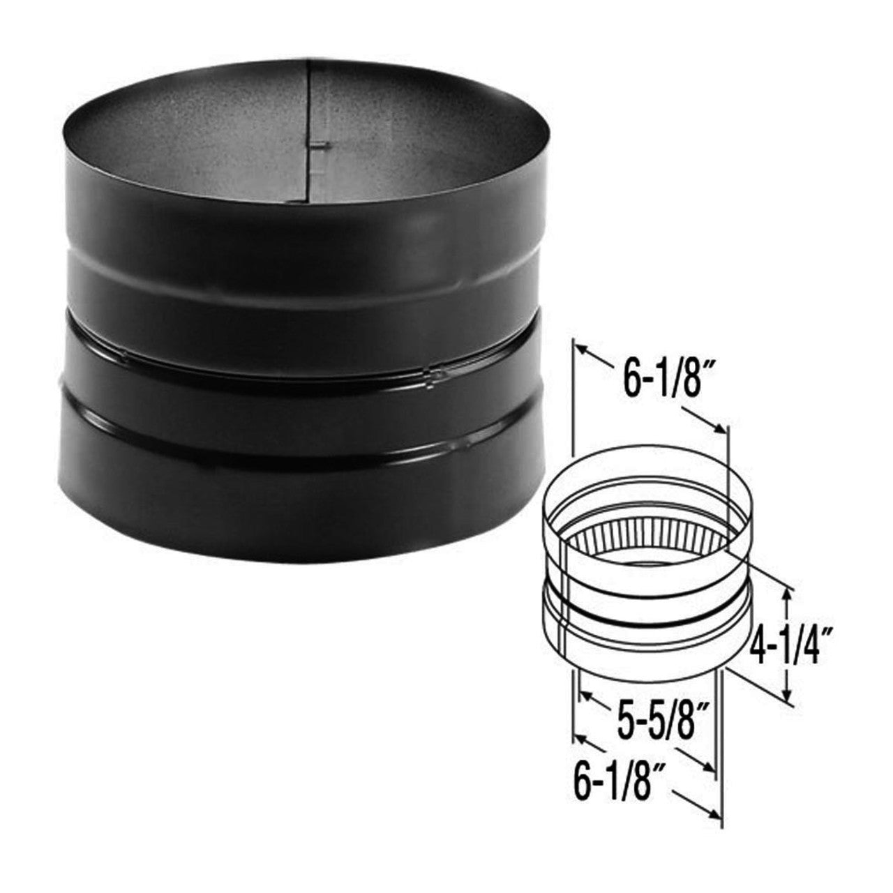 6" DuraBlack Double-Skirted Stovetop Adapter - 6DBK-ADDB