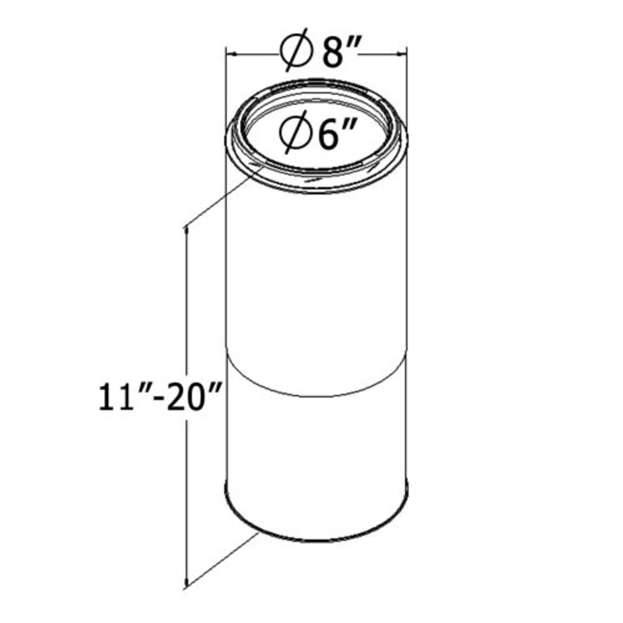 Shasta Vent Adjustable Chimney Pipe 6 Inch x 11 - 20 Inches