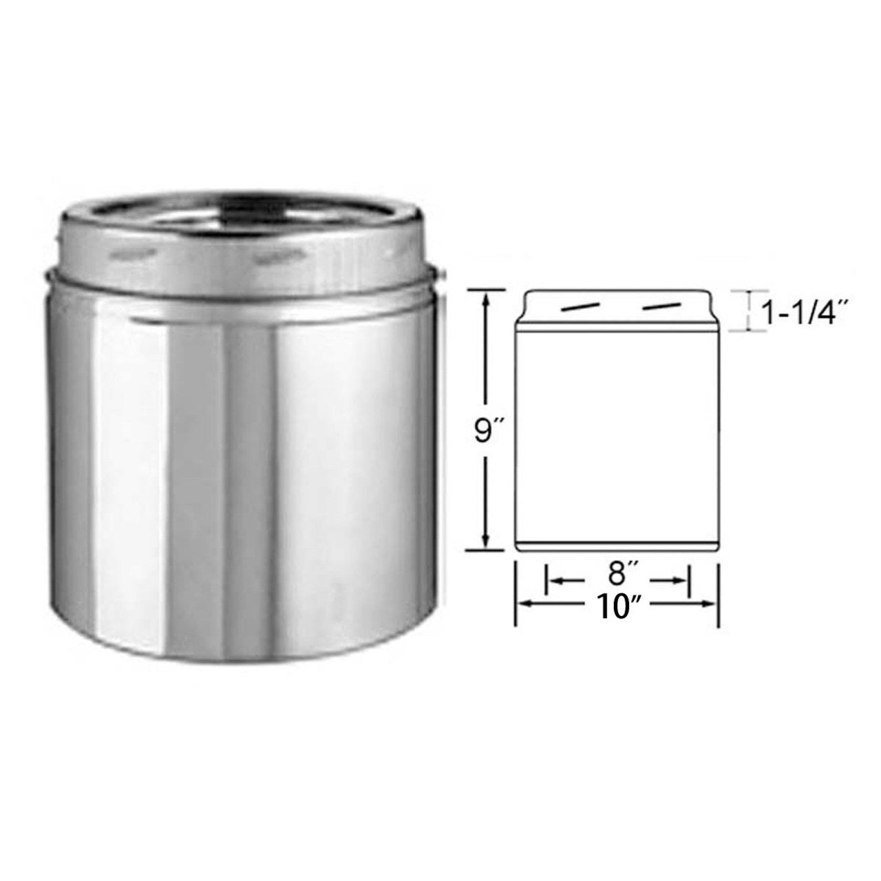 8" x 9" Selkirk Ultra Temp Stainless Chimney Pipe - 208009U