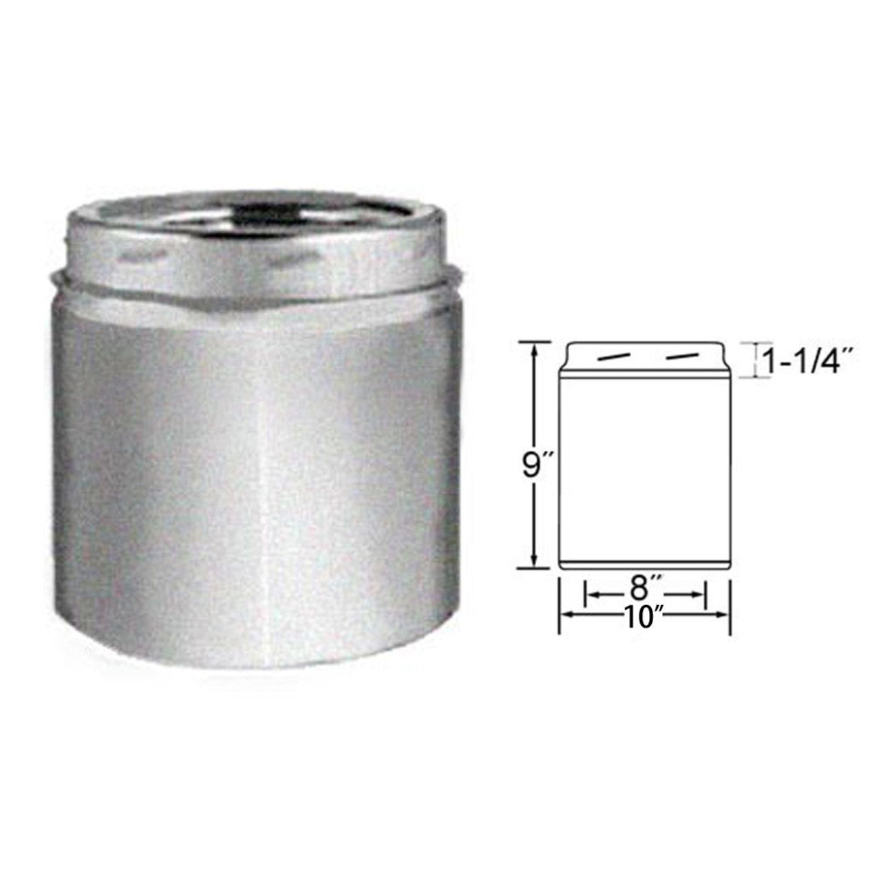 8" x 9" Selkirk Galva-Temp Galvanized Chimney Pipe - 208009G