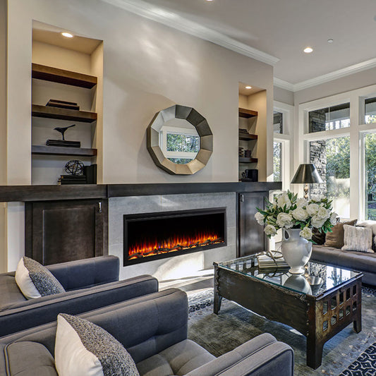 SimpliFire 60" Allusion Platinum Recessed Linear Electric Fireplace - SF-ALLP60-BK