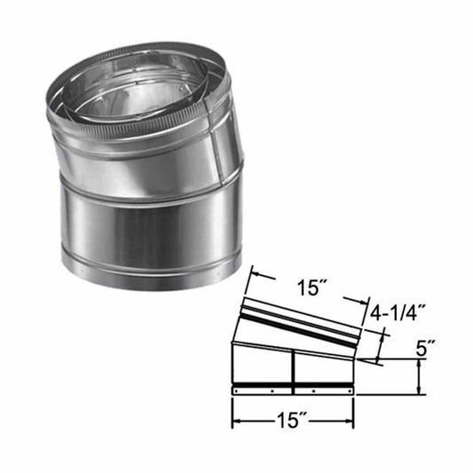 12" DuraChimney II 15 Degree Elbow - 12DCA-E15