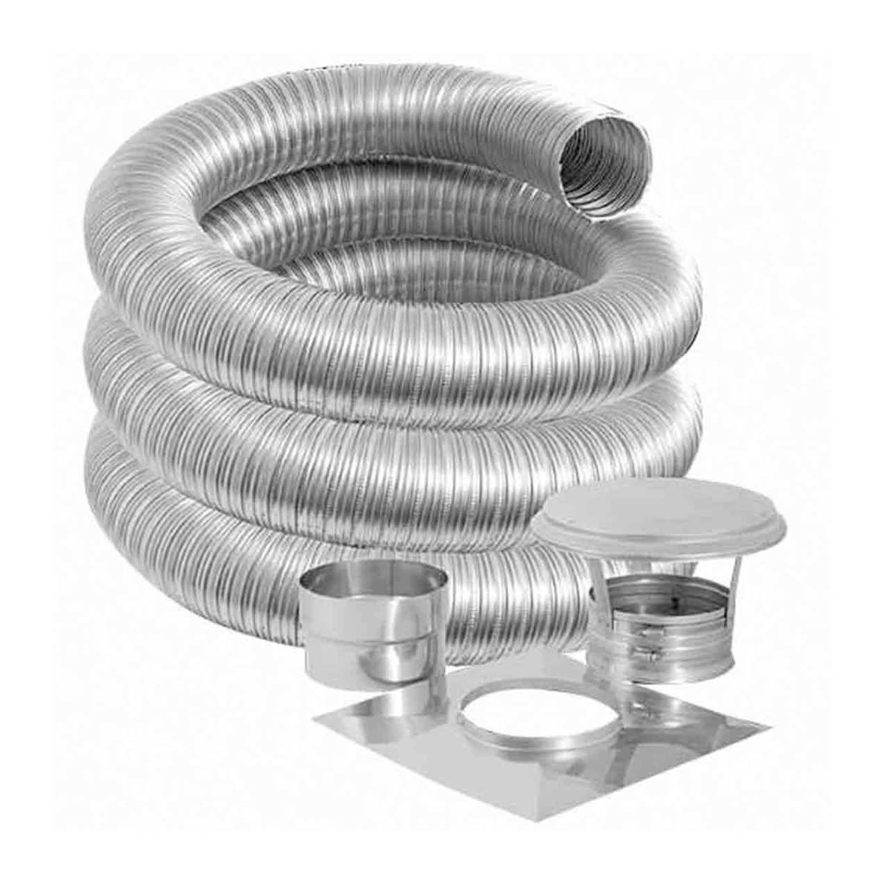 6'' DuraFlexSS 304 Basic Kit with 25' Flexible Stainless Steel Chimney Liner - 6DF-30425K