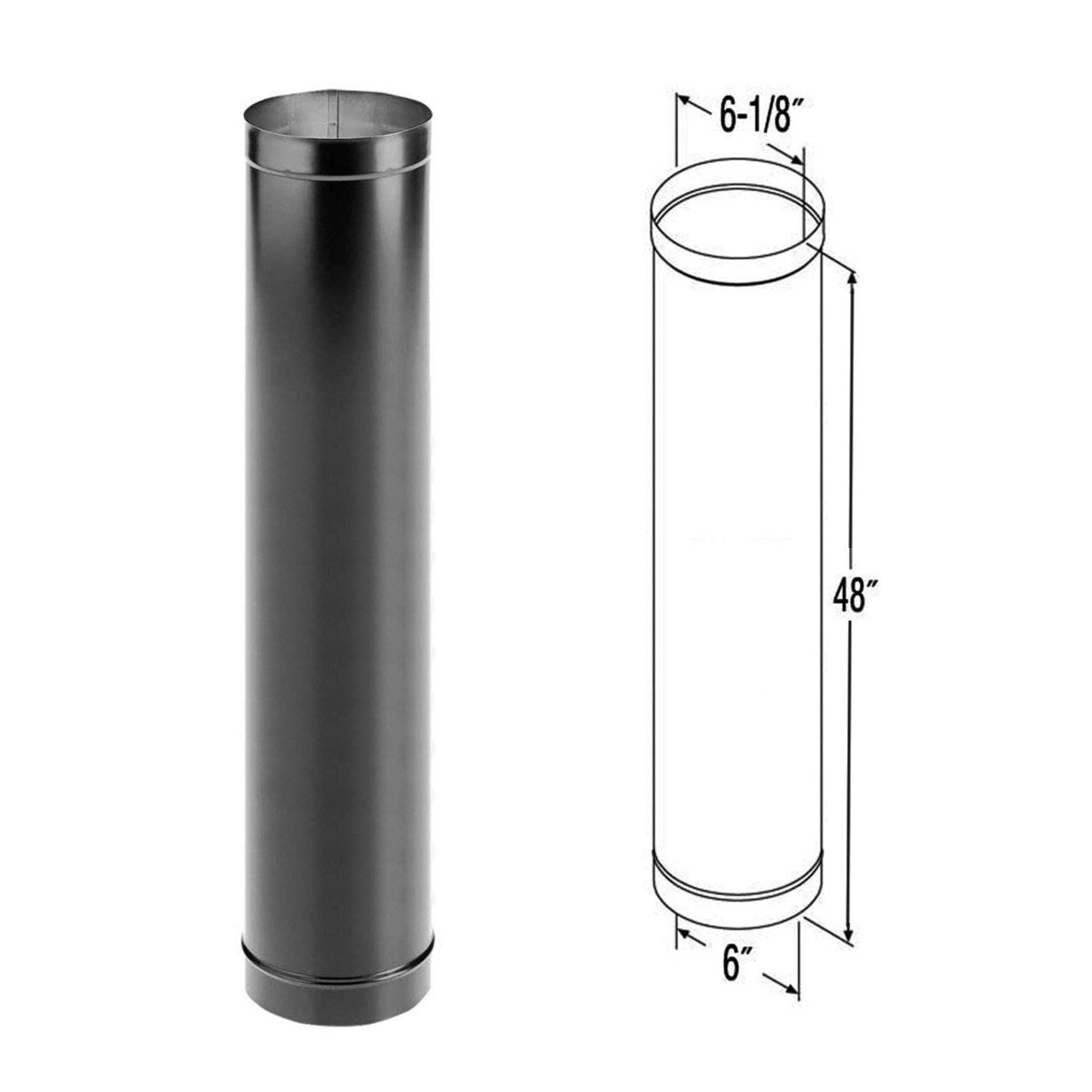 6" x 48" DuraBlack Single-Wall Black Stove Pipe - 6DBK-48