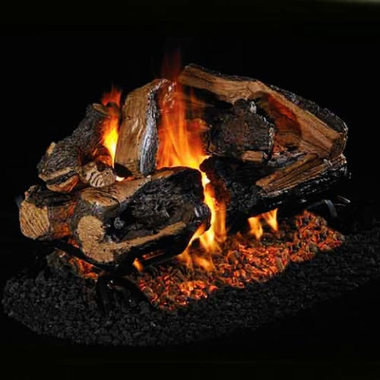 24'' Peterson Real Fyre Charred Rugged Split Oak Vented Gas Log Kit