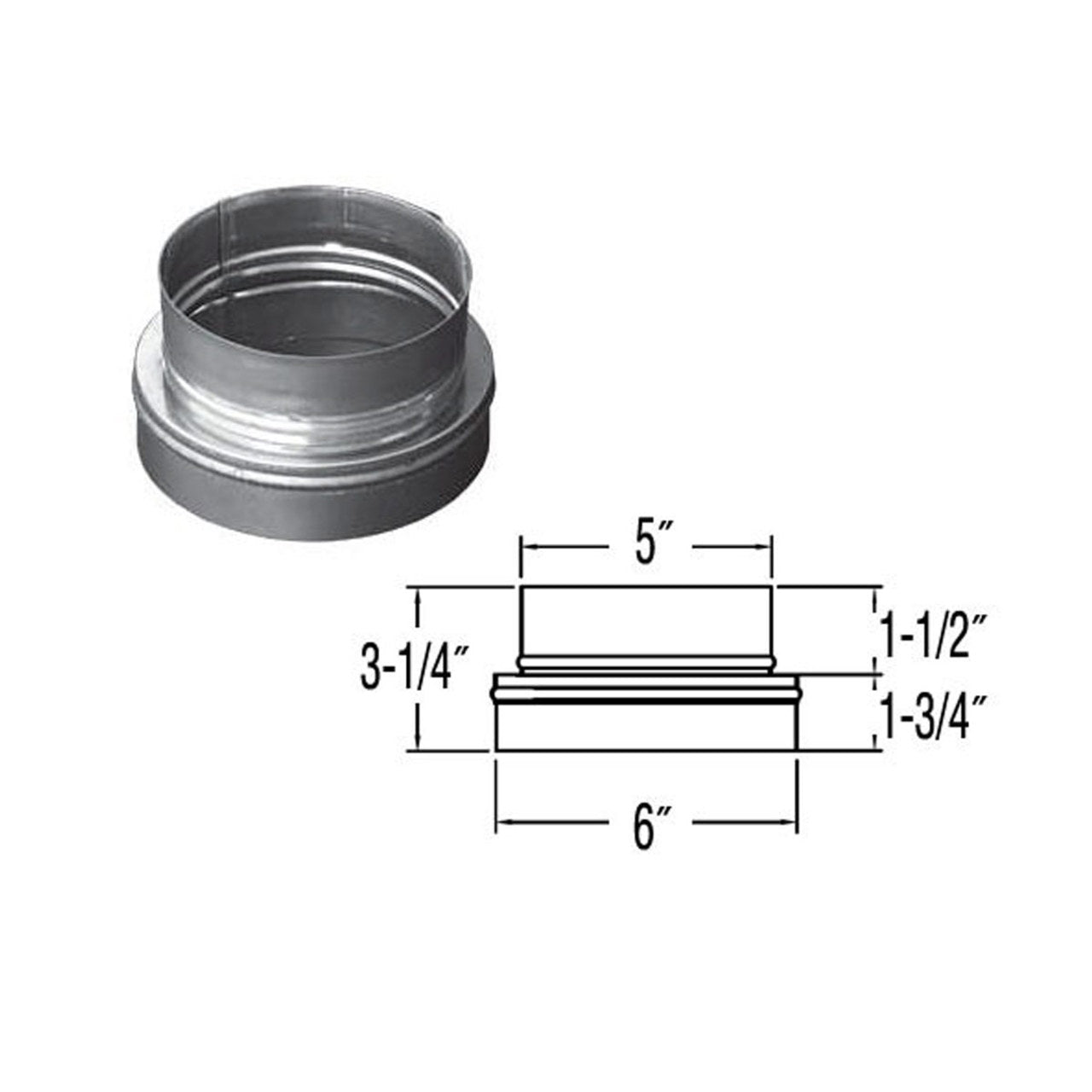 5'' DuraLiner 6'' - 5'' Reducer - 5DLR-R6