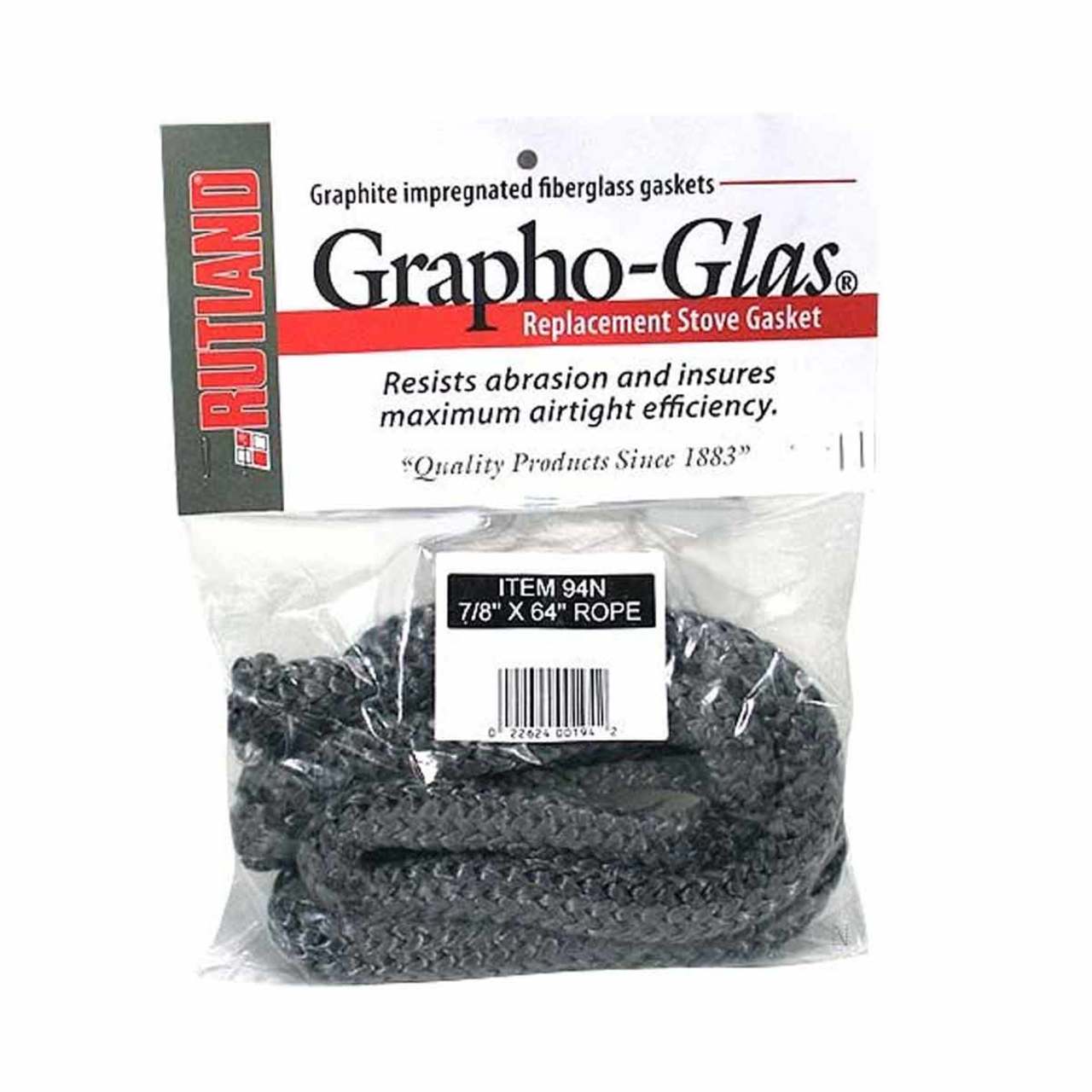 Grapho-Glas Woodstove Gasket - 7/8" Diameter Rope - 64" Long