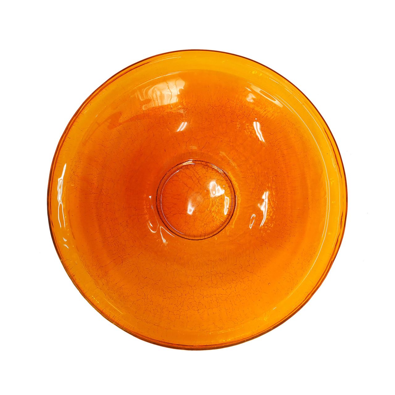14-in. Mandarin Orange Crackle Glass Bowl Birdbath