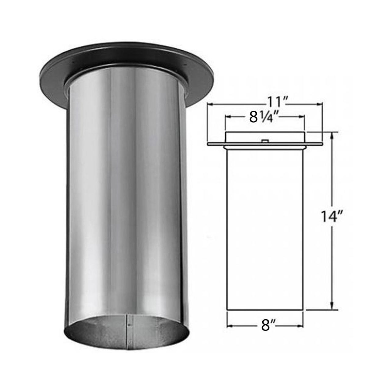 8" DuraBlack Stainless Steel Slip Connector with Trim - 8DBK-SCSS