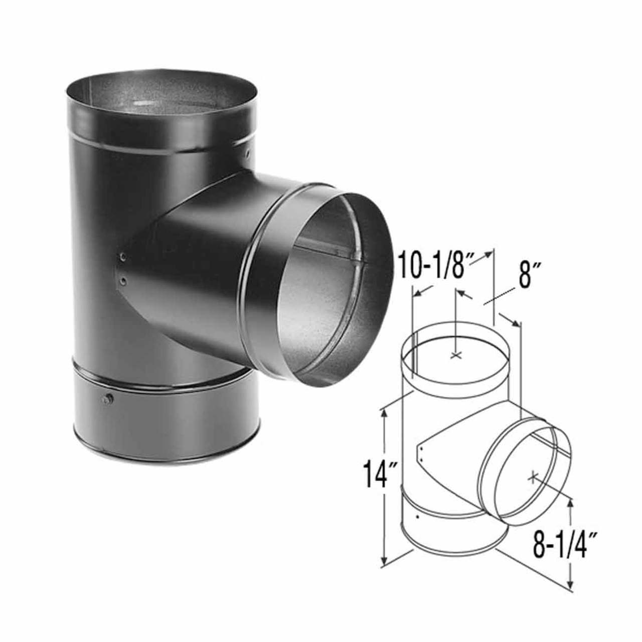 10" DuraBlack Tee with Clean-Out Cap - 10DBK-T