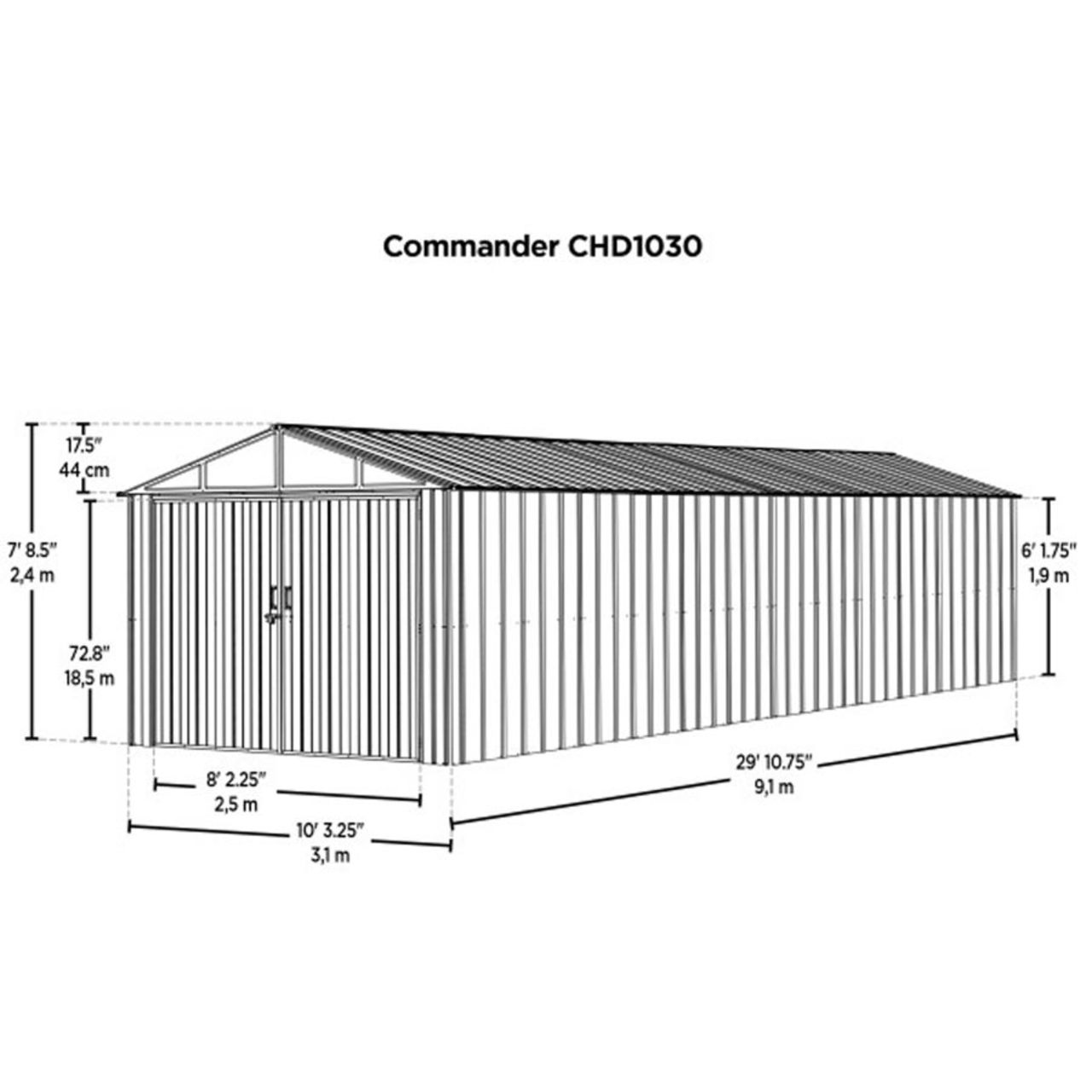 Commander 10' x 30' Steel Storage Building - Eggshell