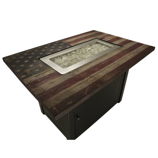 The Americana - 40 x 28 Rectangular Gas Outdoor Fire Pit -Red-White-Blue