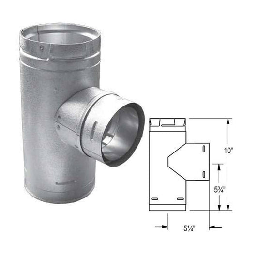 4" PelletVent Pro Galvalume Increaser Tee with Clean-Out Tee Cap - 4PVP-T3