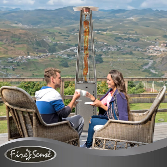 Fire Sense Square Pyramid Flame Patio Heater in Hammered Platinum - 64381