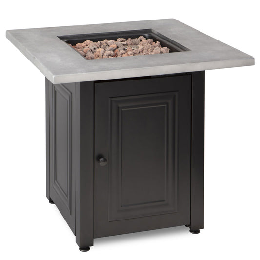 The Wakefield - LP Gas Outdoor Fire Pit w/ Concrete Resin Mantel - Black and Gray
